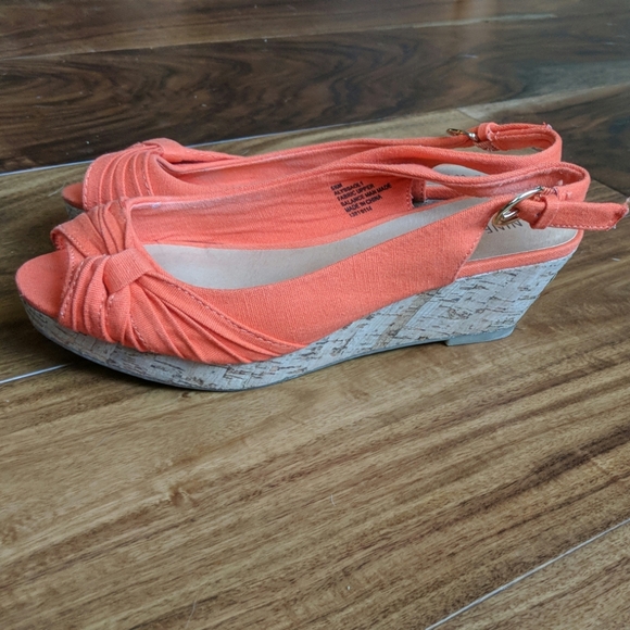 Nine West Peep Toe Slingback Wedges - Picture 2 of 5